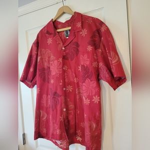 Vintage Moana Shirt Co. Hawaiian Shirt Mens Floral Maroon Boxy Chest Pocket